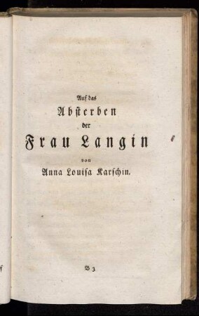Auf das Absterben der Frau Langin von Anna Louisa Karschin.