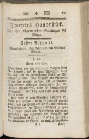 Erster Abschnitt. Mondadologie, oder Lehre von den einfachen Dingen