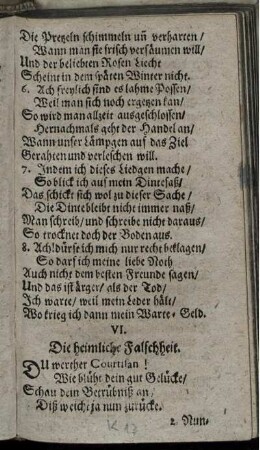 VI. Die heimliche Falschheit