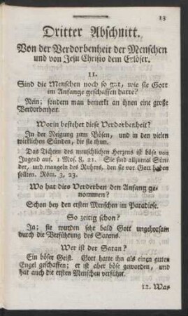 Dritter Abschnitt. Von der Verdorbenheit der Menschen und von Jesu Christo dem Erlöser