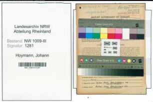 Entnazifizierung Johann Hoymann , geb. 01.12.1910 (Kaufmann)