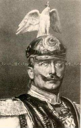 Wilhelm II. mit Kürassierhelm vom Garde-Du-Corps mit Paradeadler