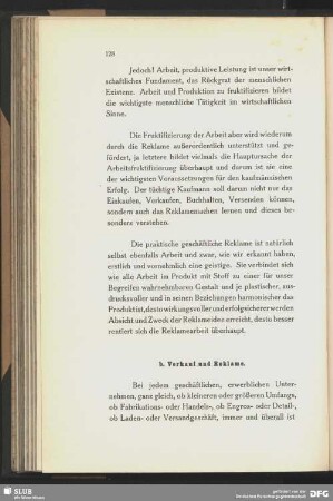 b. Verkauf und Reklame