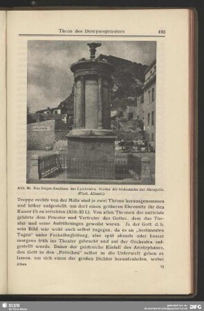 Das Sieges-Anathem des Lysikrates, Hinten die Südostecke der Akropolis