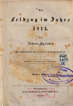 Der Feldzug im Jahre 1814, 1