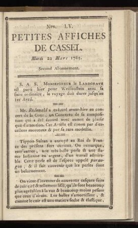 No LV (Mardi 22 Mars 1785)