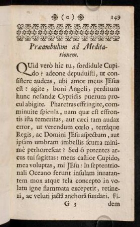 149-153, Jesus amoris sagittis cor transfigit ac vulnerat. Praeambulum ad Meditationem.