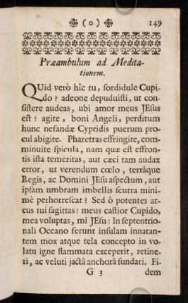 149-153, Jesus amoris sagittis cor transfigit ac vulnerat. Praeambulum ad Meditationem.