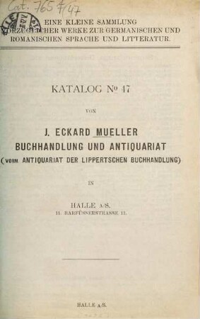Antiquariats-Katalog. 47. [1895]