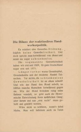 Die Bilanz der reaktionären Handwerkerpolitik