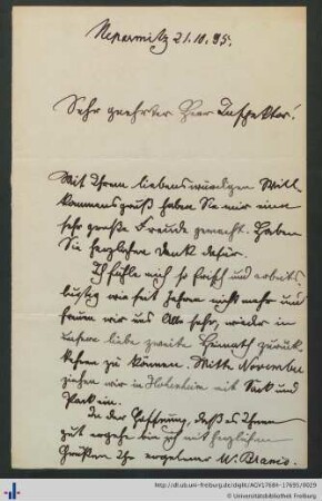 Brief vom 21.10.1895.