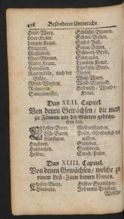 Das XLIII. Capitel. Von denen Gewächsen / welche zu einem Luft-Zaun dienen können.
