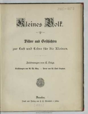 Kleines Volk : Bilder und Geschichten zur Lust und Lehre für die Kleinen
