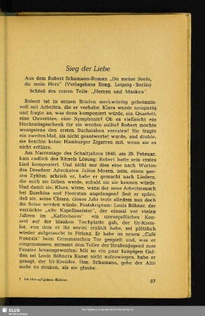 Sieg der Liebe : Aus dem Robert-Schumann-Roman "Du meine Seele, du mein Herz"