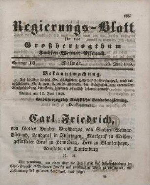 Nr. 13 : 23. Juni 1849