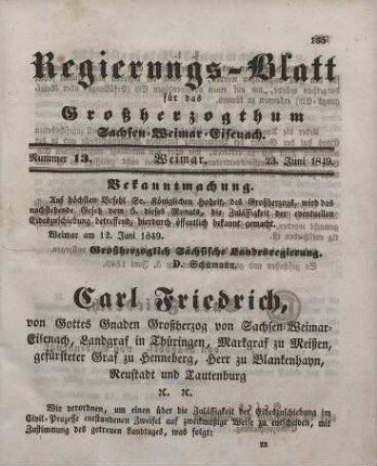 Nr. 13 : 23. Juni 1849