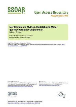 Meritokratie als Mythos, Maßstab und Motor gesellschaftlicher Ungleichheit
