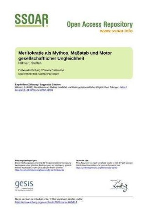 Meritokratie als Mythos, Maßstab und Motor gesellschaftlicher Ungleichheit