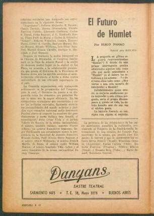 El futuro de Hamlet : Especial para "Máscara"