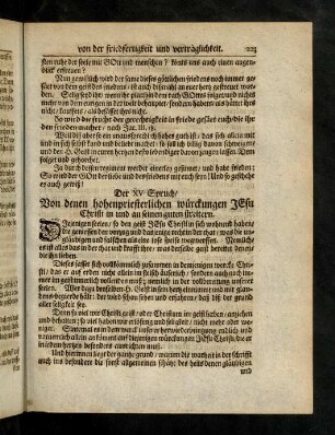 223-236, XV. Von den hohenpriesterlichen wuerckungen Jesu Christi
