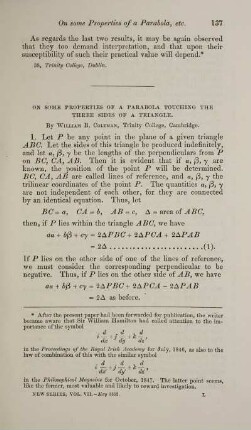 On some properties of parabola touching the three sides of triangle.