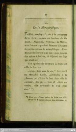 VI. De sa Métaphysique