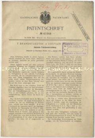 Patentschrift einer Getreide-Trockenvorrichtung, Patent-Nr. 41044
