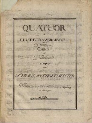 Quatuor à flutetraversiere, violon, alto et violoncelle