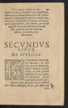 Secundus Liber. De Iusticia.