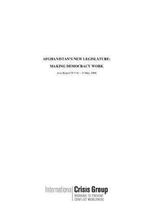 Afghanistan's new legislature: making democracy work