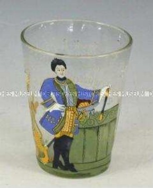 Glas mit einem Bildnis König Karls XII. von Schweden in Uniform