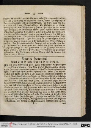 Zweyter Haupttitul: Von dem Reichstage zu Regenspurg