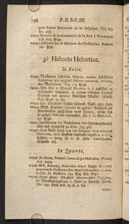 g) Historia Helvetiae.