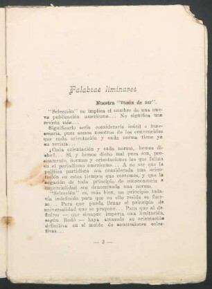 Palabras liminares : Nuestra "razón de ser".
