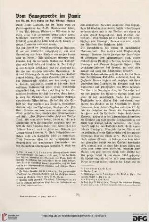 Vom Hausgewerbe im Pamir