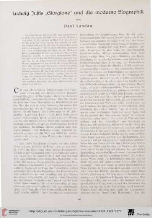 7/8: Ludwig Justis "Giorgione" und die moderne Biographik