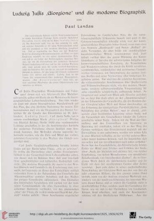 7/8: Ludwig Justis "Giorgione" und die moderne Biographik