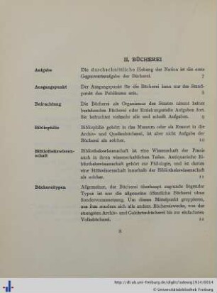 II. Die Bücherei.