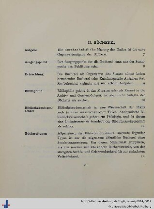 II. Die Bücherei.