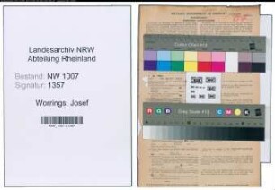 Entnazifizierung Josef Worrings , geb. 04.03.1908 (Techniker)