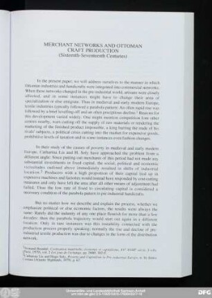 Merchant Networks And Ottoman Craft Production (Sixteenth-Seventeenth Centuries)