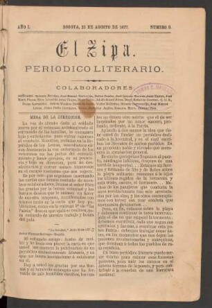 1877,1,3: año 1, número 3 (23 de agosto de 1877)