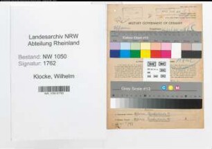 Entnazifizierung Wilhelm Klocke , geb. 07.01.1888 (Ziegelmeister)