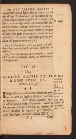 Tit. II. De Legibus Sacris Et Origine Iuris Canonici.