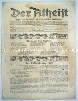 Monatszeitung des Proletarischen Freidenker-Verbandes "Der Atheist" u.a. zum Katholikentag