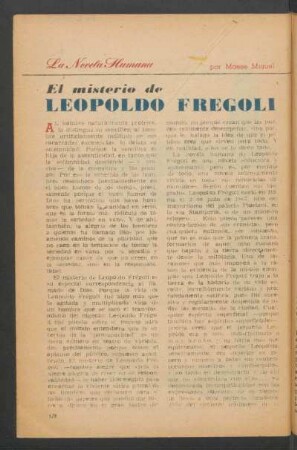 El misterio de Leopoldo Fregoli : La novela humana