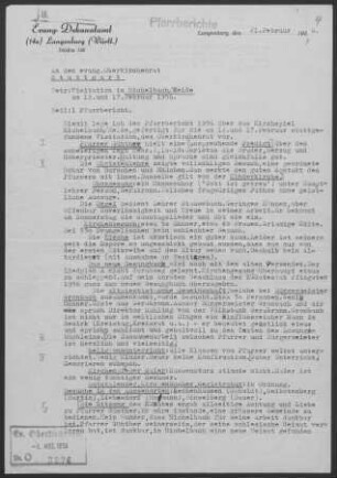 Michelbach/Heide: Visitationsbericht mit Pfarrbericht 1956
