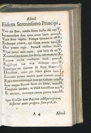 Aliud eidem Serenissimo Principi.
