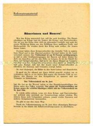 Referentenmaterial für Versammlungen der Bauernschaft zum Volksentscheid über die Enteignung von Betrieben