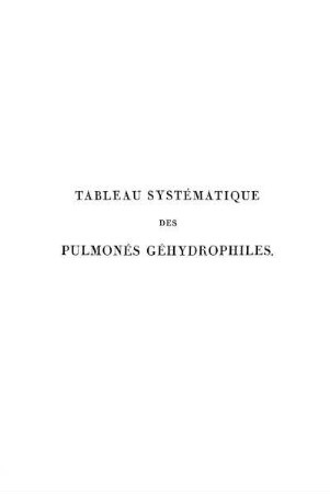 [III.] Tableau Systématique Des Pulmonés Géhydrophiles.